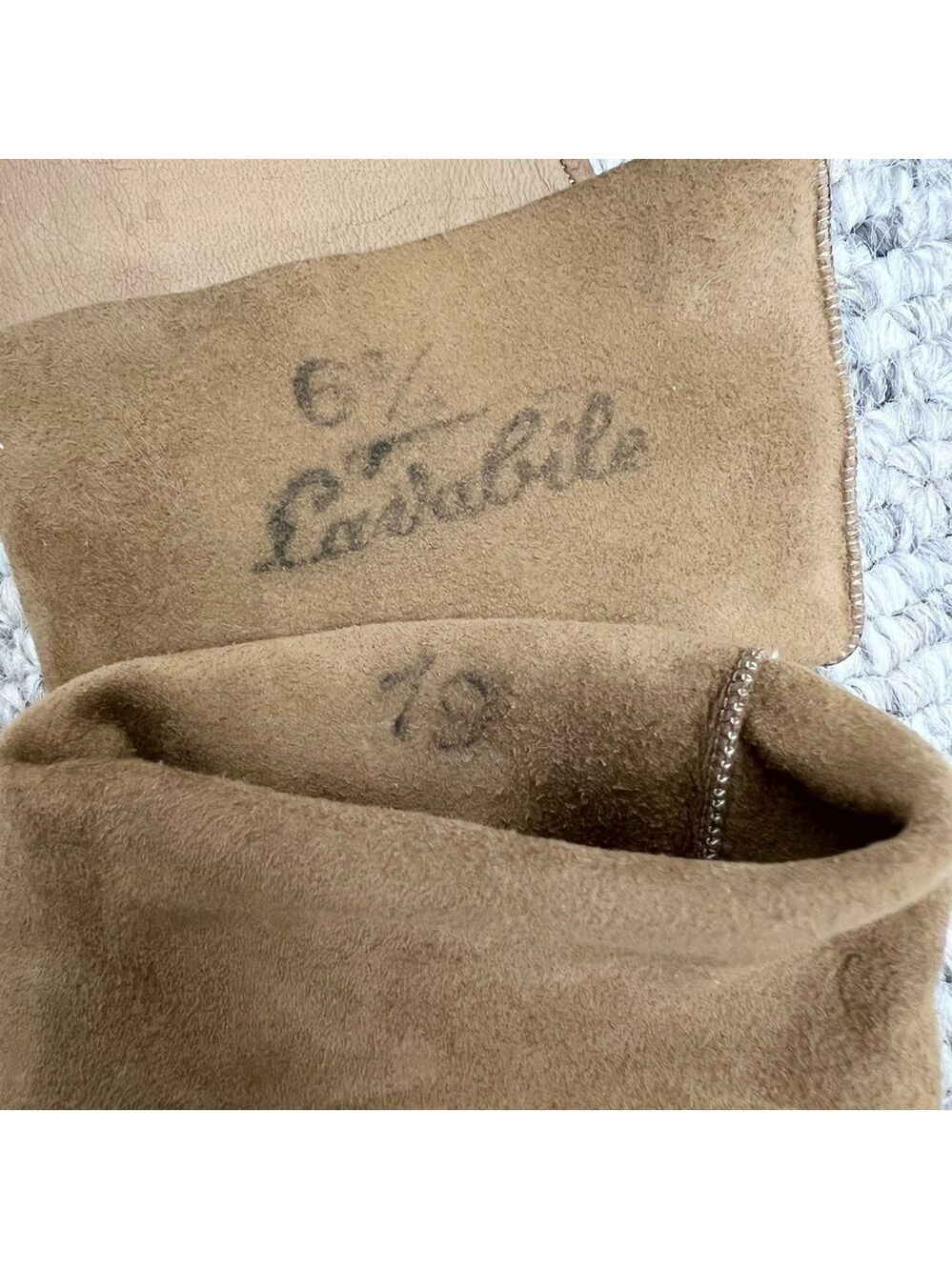 Vintage Lavabile tan brown leather 10.5 inches long gloves 6 1/2 - Picture 12 of 13